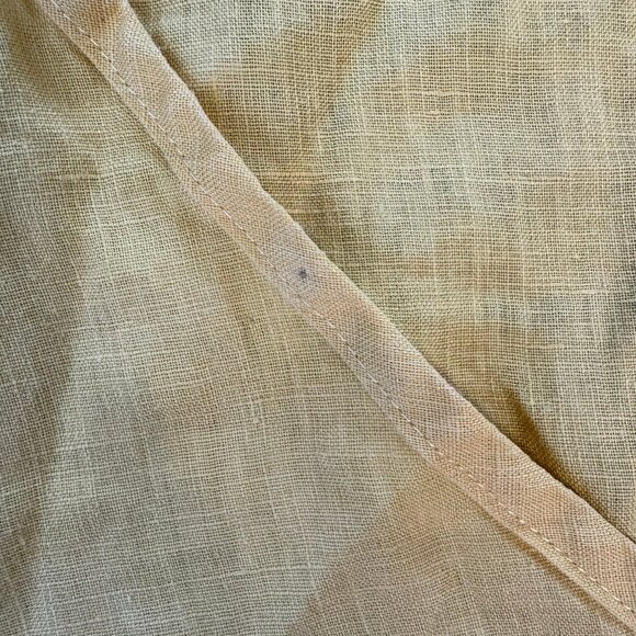 Flax 100% linen yellow short sleeve oversized top V-neck size medium C41 - Picture 3 of 6